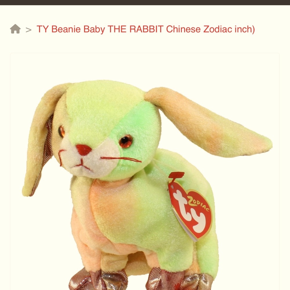Ty Beanie Baby The Rabbit Chinese Zodiac Sign